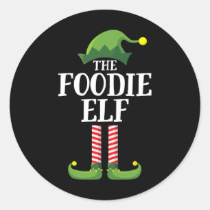 Foodie Elf Matching Familie Groep Kerstfeest 1 Ronde Sticker