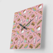 Foodie Faves Fabulous Pattern Vierkante Klok (Hoek)