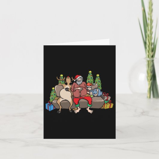 Foodie Gifts Food Coma Funny Christmas Pun Santa C Kaart (Voorkant)
