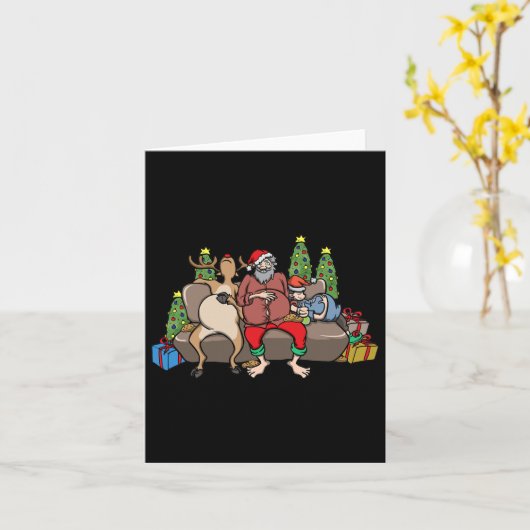 Foodie Gifts Food Coma Funny Christmas Pun Santa C Kaart (Gele Bloem)