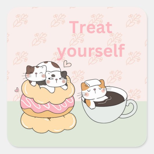 Foodie Katten Vierkante Sticker (Voorkant)