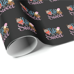 Foodie Leven is Zoet Bakken Quote - Cupcake Kunst Cadeaupapier