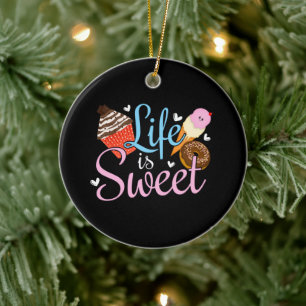Foodie Life is Sweet Baking Quote - Cupcake Art Keramisch Ornament