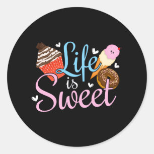 Foodie Life is Sweet Baking Quote - Cupcake Art Ronde Sticker