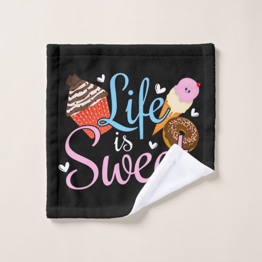 Foodie Life is Sweet Baking Quote - Cupcake Art Washandje (Wasdoekje)