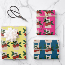 Foodie Lovers Wrapping Paper Flat Sheet Set of 3