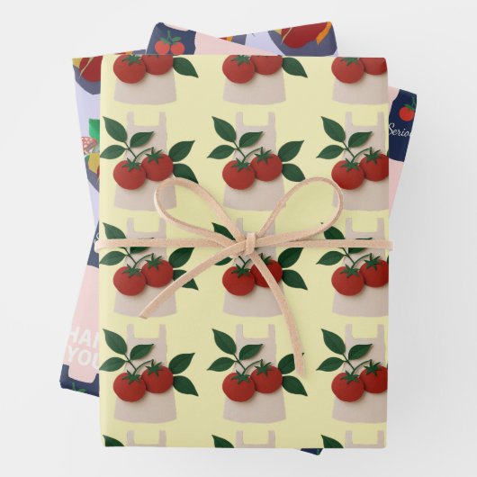 Foodie Lovers Wrapping Paper Flat Sheet Set van 3 (In situ)