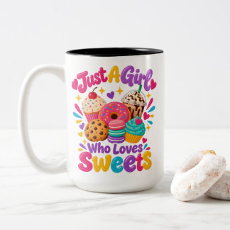 Foodie Quote "Gewoon een meisje dat van zoetighede Tweekleurige Koffiemok