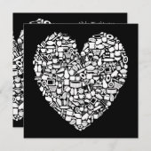 Foodies Modern Black & White Wedding Invitation Kaart (Voorkant / Achterkant)