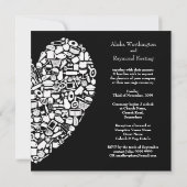 Foodies Modern Black & White Wedding Invitation Kaart (Achterkant)
