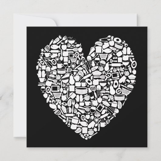 Foodies Modern Black & White Wedding Invitation Kaart (Voorkant)