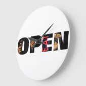 Foodies Open Sign Wall Clock Grote Klok (Hoek)