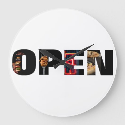 Foodies Open Sign Wall Clock Grote Klok (Voorkant)