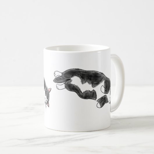 FooFooCat: Lazy Jumbo Tuxedo Cat Koffiemok (Voorkant rechts)