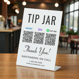 Fooienpot Venmo Zelle Cashapp QR-codes Reclamebord Met Voetstuk