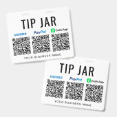 Fooienpotje Venmo PayPal CashApp QR-codes Fooien g Badge (Voor- en achterkant)