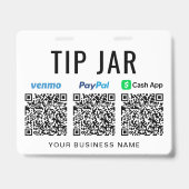 Fooienpotje Venmo PayPal CashApp QR-codes Fooien g Badge (Achterkant)