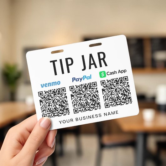 Fooienpotje Venmo PayPal CashApp QR-codes Fooien g Badge