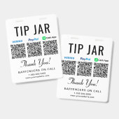 Fooienpotje Venmo PayPal CashApp QR-codes Fooien g Badge (Voor- en achterkant)