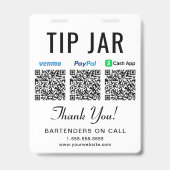 Fooienpotje Venmo PayPal CashApp QR-codes Fooien g Badge (Achterkant)