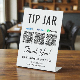 Fooienpotje Venmo Paypal Cashapp QR Codes Tafelmod Reclamebord Met Voetstuk