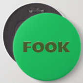 Fook groene kolossale knop ronde button 6,0 cm (Voorkant /achterkant)