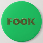 Fook groene kolossale knop ronde button 6,0 cm (Voorkant)
