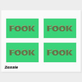 Fook groene rechthoek grote stickers (Vel)