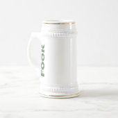 Fook verticale witte stein met gouden rand bierpul (Voorkant links)