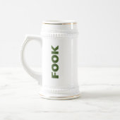 Fook verticale witte stein met gouden rand bierpul (Links)