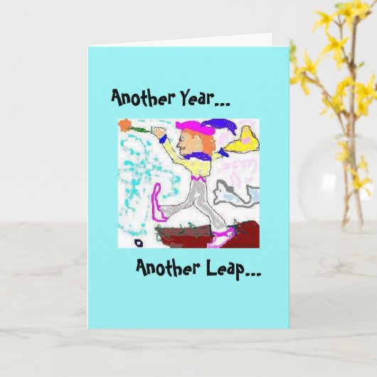 Fool Birthday Kaart-Aqua Kaart (Gele Bloem)