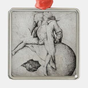 Fool die een eieren probeert te hakken metalen ornament