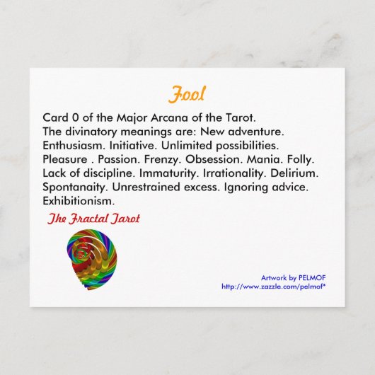 Fool Tarot-Kaart Advieskaart (Achterkant)