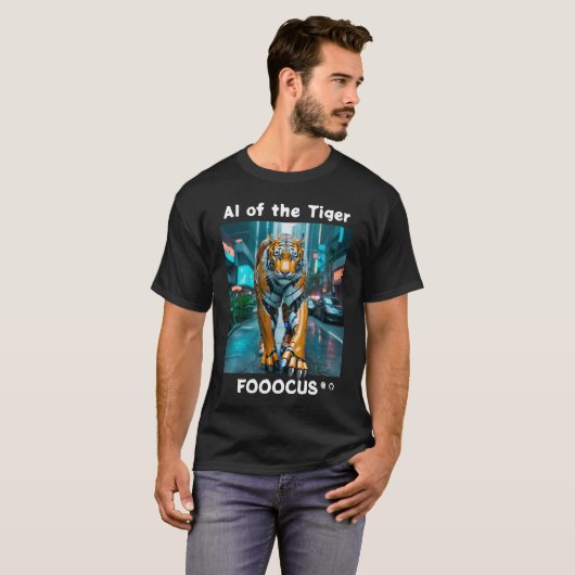 Fooocus - AI of the tiger. Robo. Concrete jungle T-shirt (Voorkant volledig)