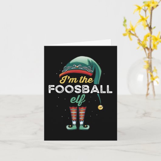 Foosball Elf Family Matching Christmas Gift Kaart (Gele Bloem)