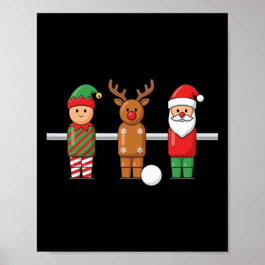 Foosll Kerst Elf Rendier Kerstman Trio Tafel Foo Poster (Voorkant)