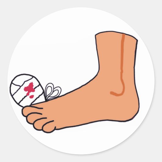 Foot-2 Broken Toe Ronde Sticker (Voorkant)