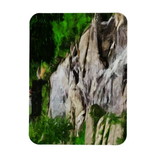 Foot Bridge over Rocky Stream en Abstracte Herfste Magneet (Verticaal)