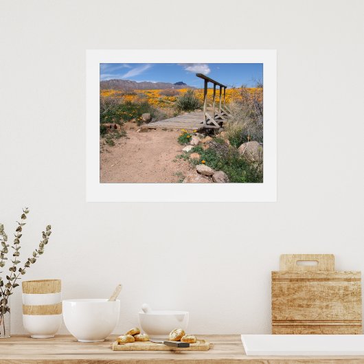 Foot Bridge & Poppies Poster (Keuken)