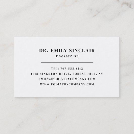 Foot Care Portrait, Podiatry Clinic, Podiatrist Visitekaartje (Achterkant)