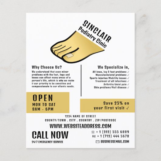 Foot Design, Podiatry Clinic, Podiatrist Flyer (Voorkant)