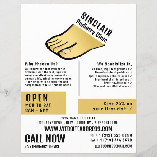 Foot Design, Podiatry Clinic, Podiatrist Flyer (Voorkant)
