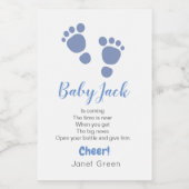 Foot Foot Print Baby shower Favor Mini Bottle Wijn Etiket (Enkel label)