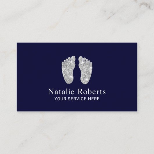Foot Health Care Practitioner Reflexology Spa Navy Visitekaartje (Voorkant)
