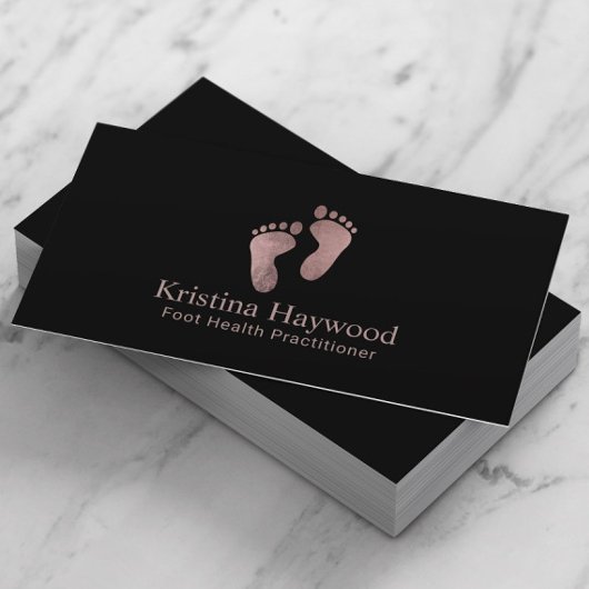 Foot Health Practitioner Modern Roos Gold & Black Visitekaartje