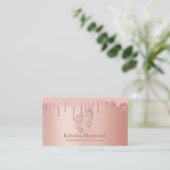 Foot Health Practitioner Modern Roos Gold Drips Visitekaartje (Staand voorkant)