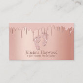 Foot Health Practitioner Modern Roos Gold Drips Visitekaartje (Voorkant)