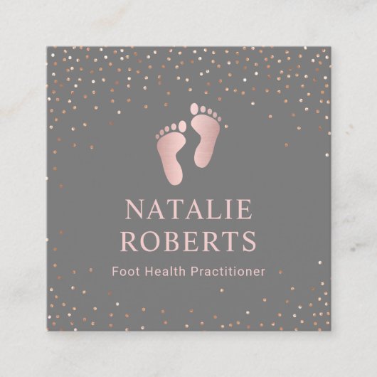 Foot Healthcare Practitioner Grey & Roos Gold Vierkante Visitekaartje (Voorkant)