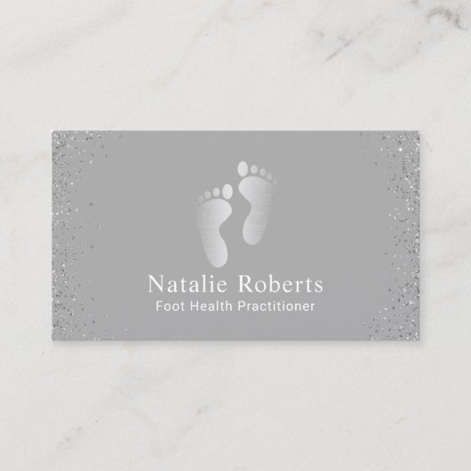 Foot Healthcare Practitioner Modern Silver Visitekaartje (Voorkant)