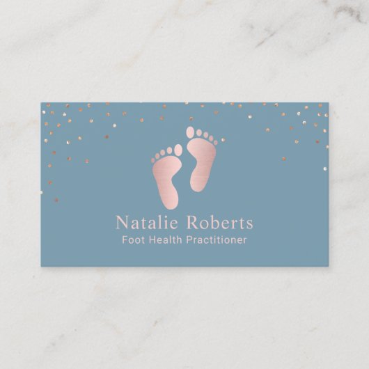 Foot Healthcare Practitioner Roos Gold Dusty Blue Visitekaartje (Voorkant)